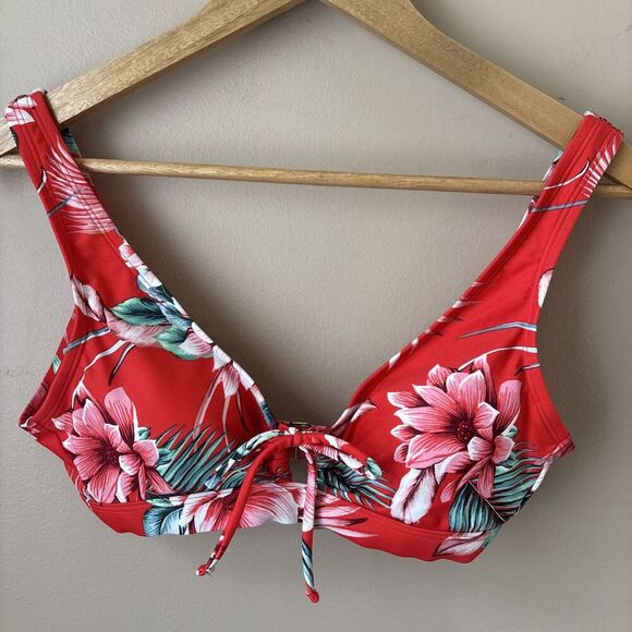 Kona Sol Other - Kona Sol Bikini Top Womens S Floral Red Blue Green Bow Swim Top